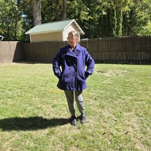 Lands' End Women's Navy Wool Pea Coat